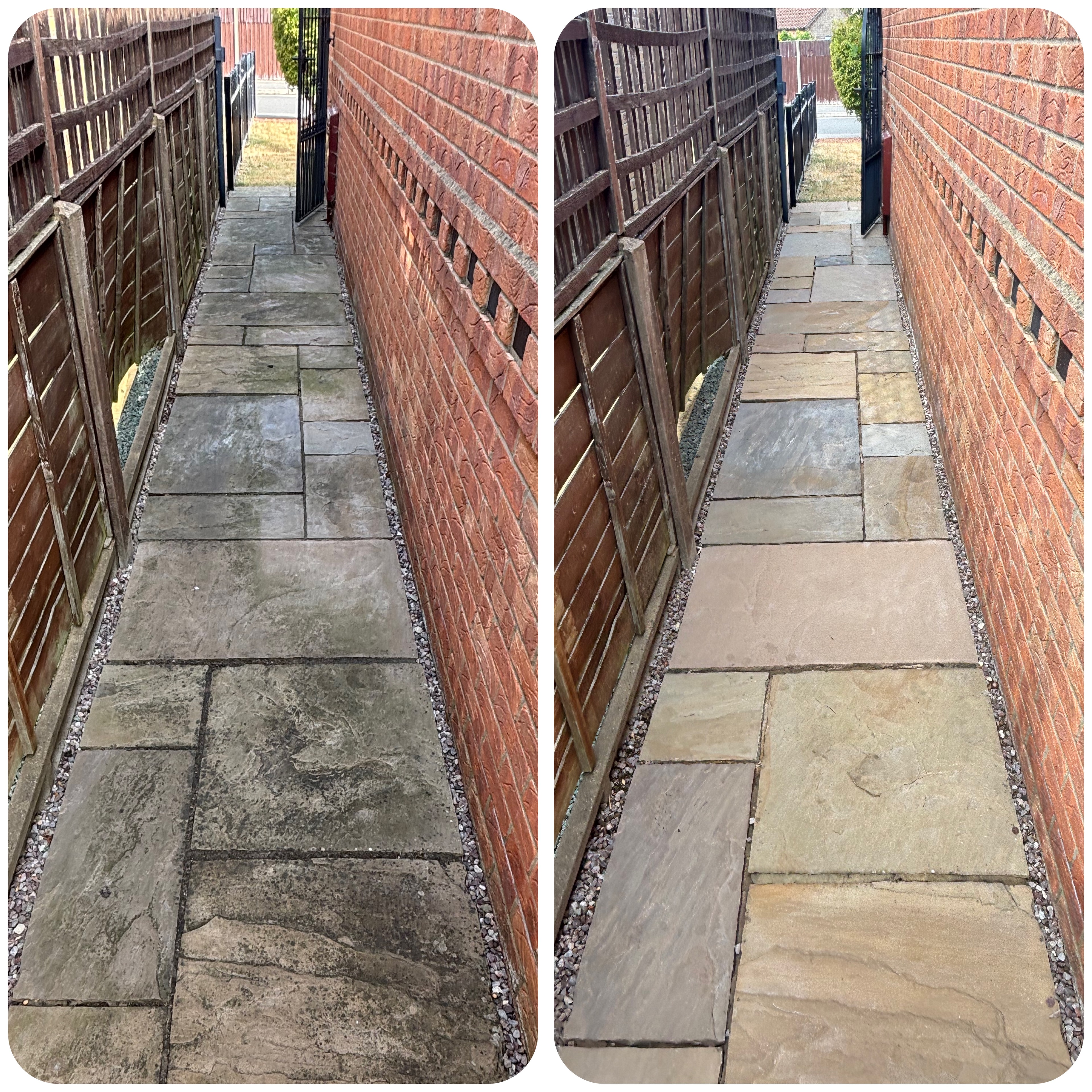 Before and after block pave driveway clean at a residential property in Navenby — photo 3