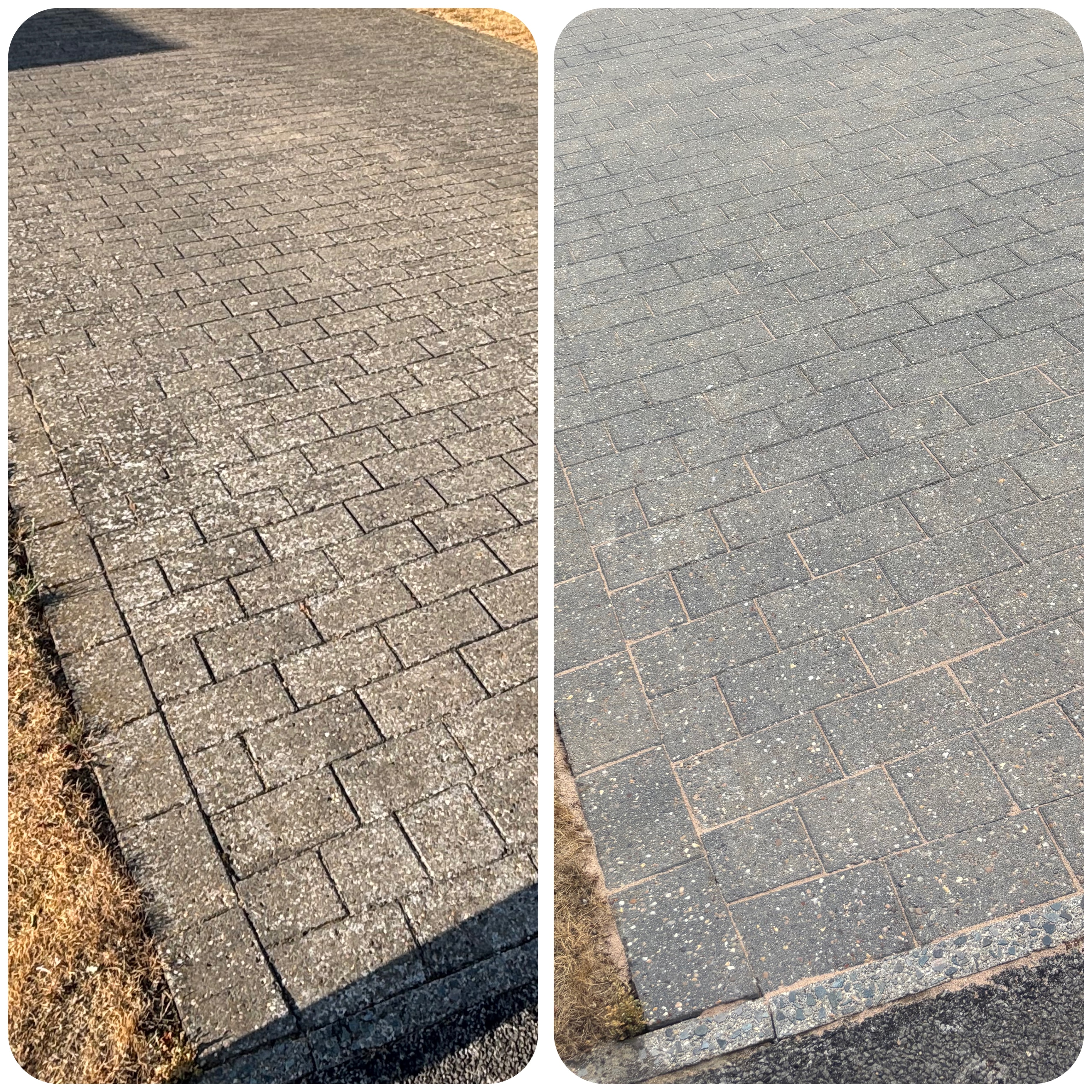 Before and after Indian stone patio pressure wash at a residential property in Navenby — photo 4