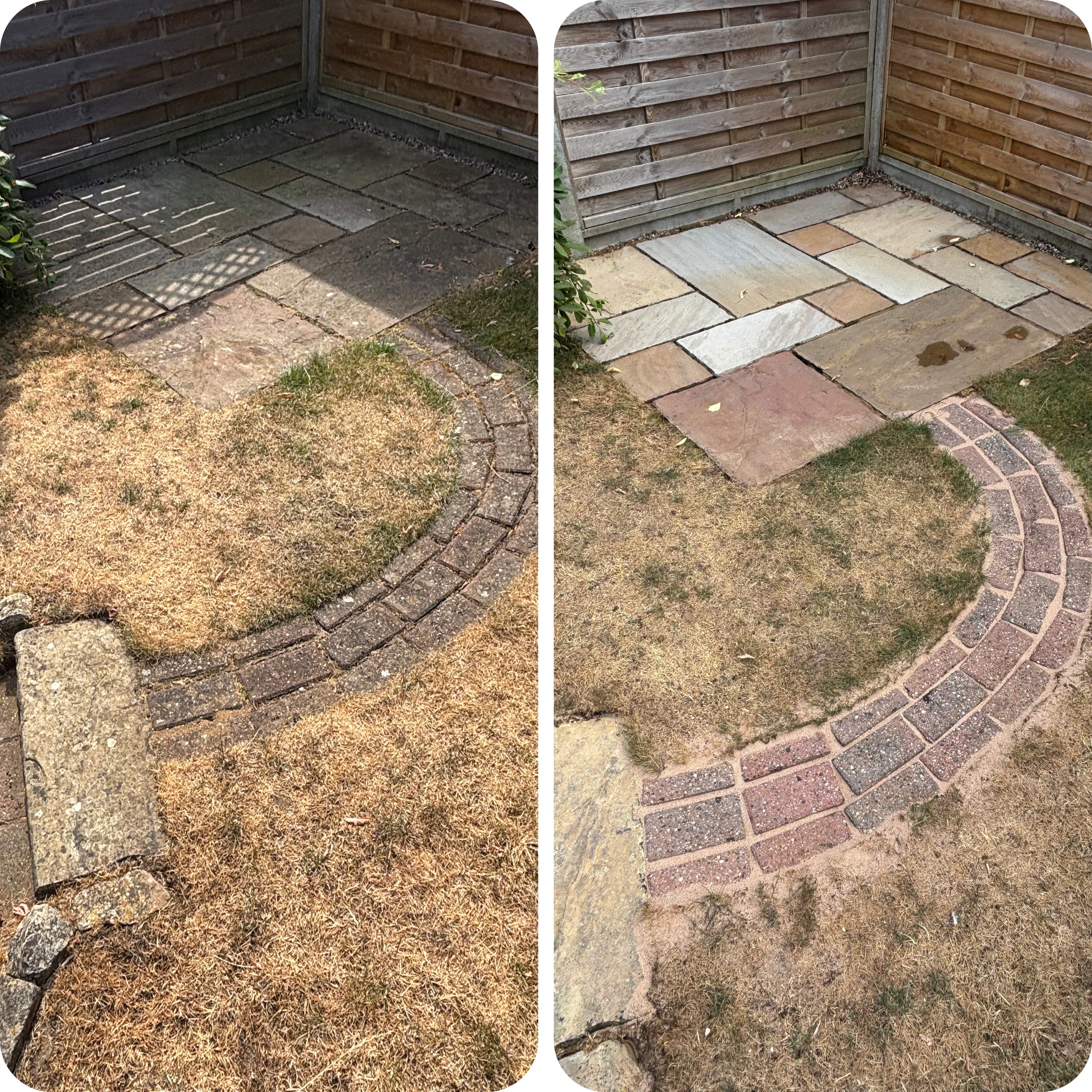 Before and after narrow sandstone path clean at a residential property in Navenby — photo 5