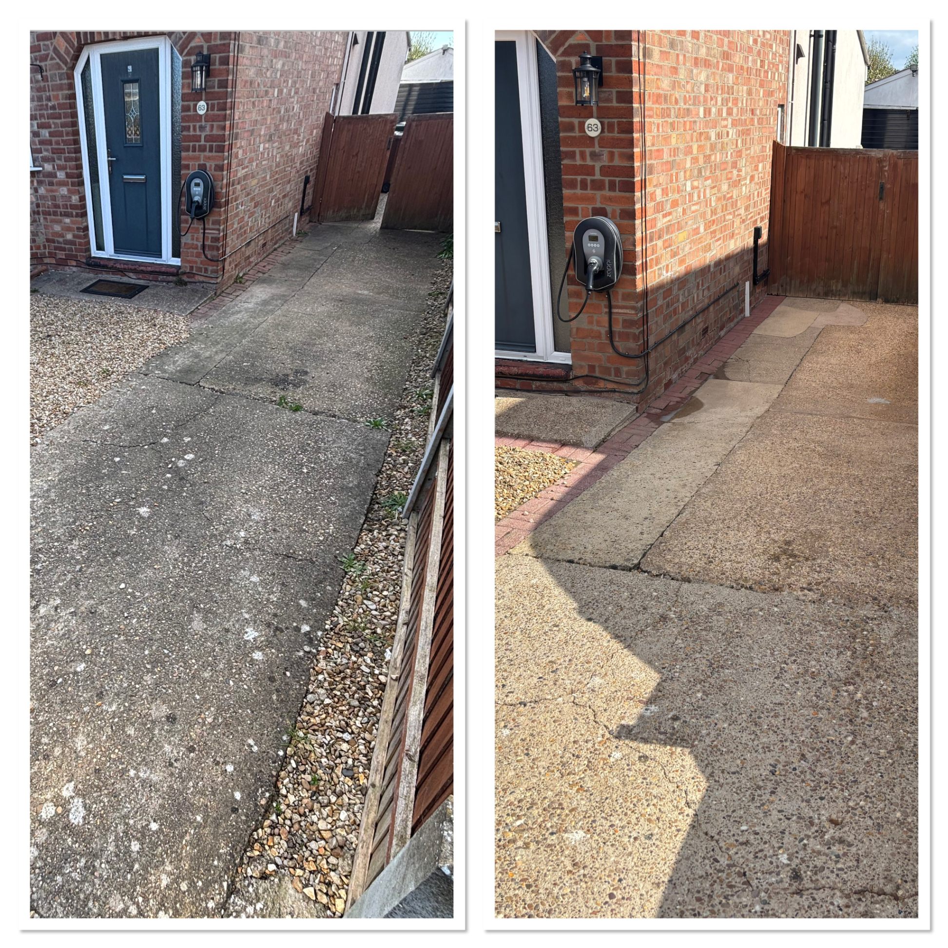 Before and after driveway pressure washing — Lincoln, photo 1